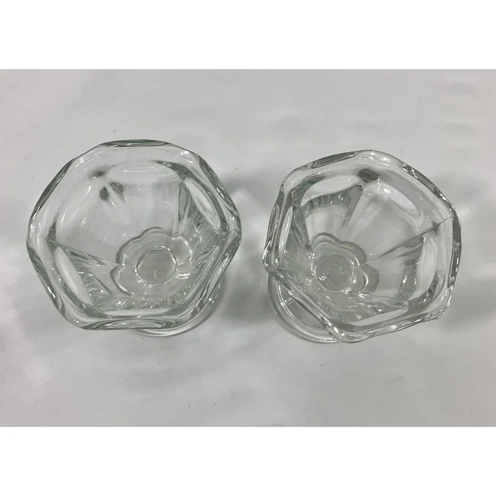 2 Vintage Anchor Hocking‎ Clear Glass Ice Cream Dishes Bowls